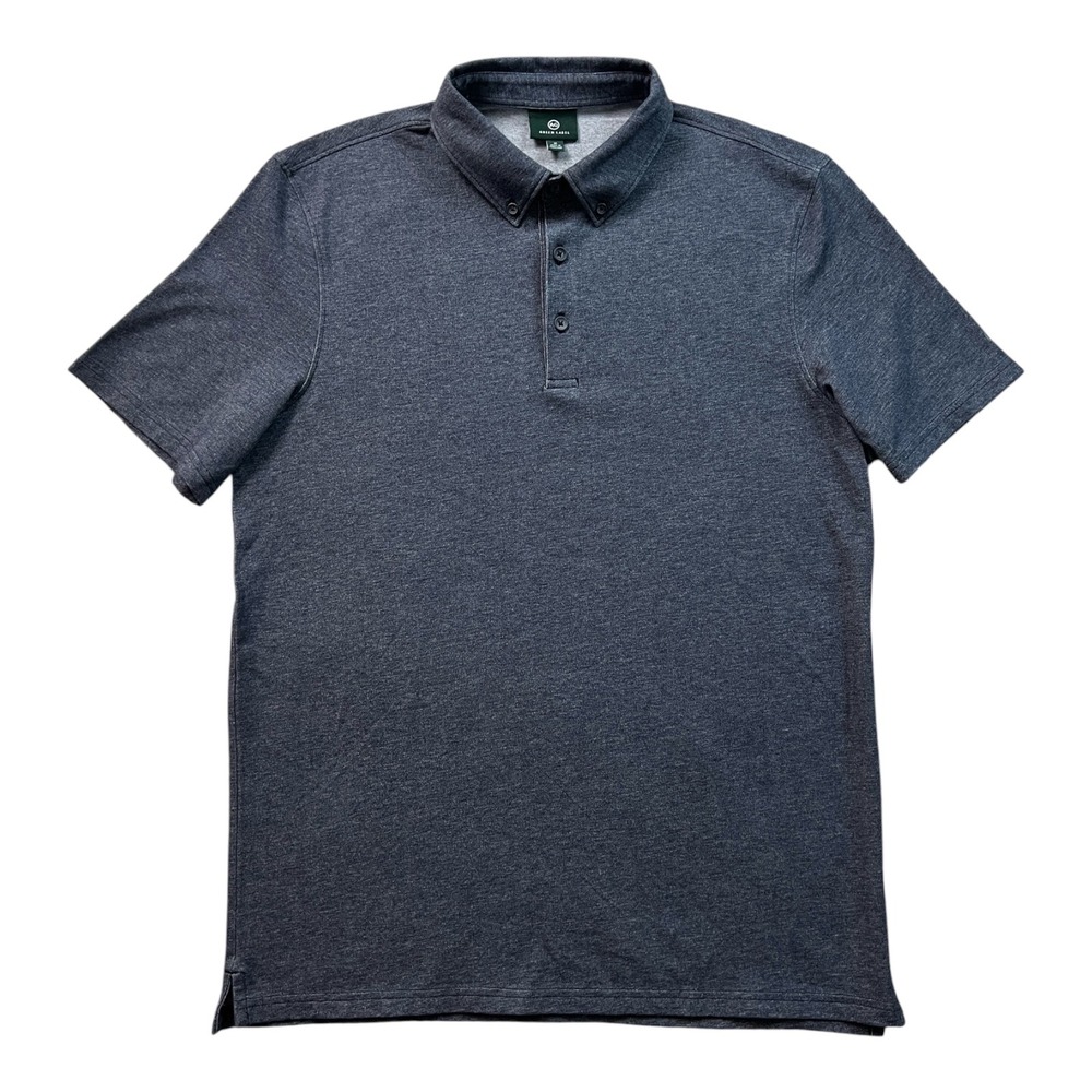 AG Green Label Men Blue Heathered 1/4 Button Down Polo Shirt Size M Short Sleeve